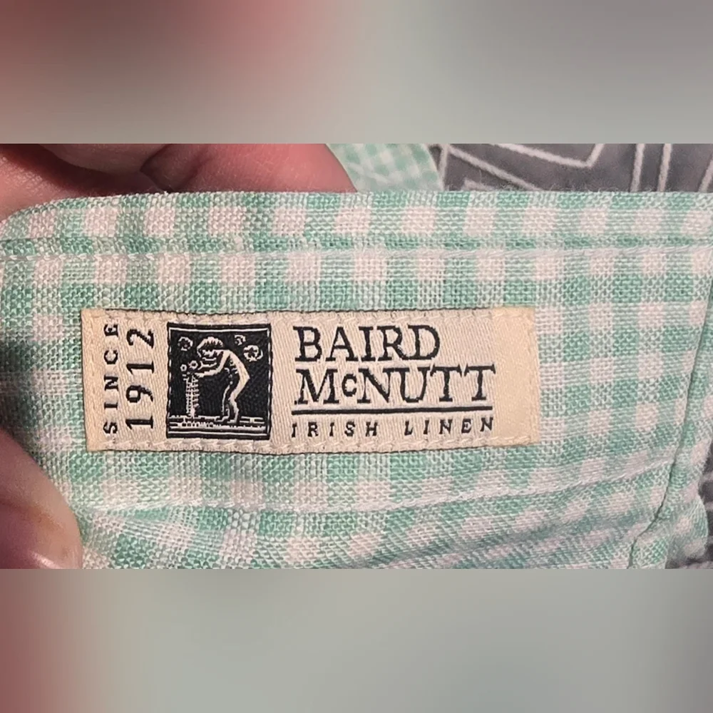Brooks Brothers Irish Linen Green And White Gingham Regent Polo Size Medium - Picture 9 of 9